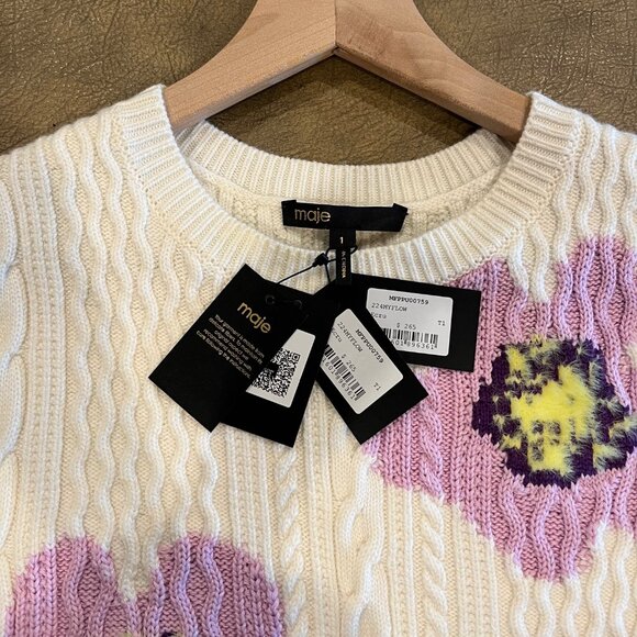 Maje Floral Sleeveless Jumper Sweater Vest Size US Small FR 1 NWT - Picture 2 of 4